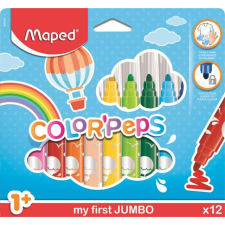 MAPED Filctoll készlet, 1-5 mm, kimosható, vastag, maped &quot;colorpeps jumbo&quot;, 12 különböz&#337; szín 846020 filctoll, marker