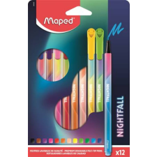 MAPED Filctoll készlet, 2,5 mm, kimosható, MAPED Nightfall, 12 különböző szín (IMA844400) filctoll, marker