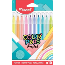 MAPED Filctoll készlet, 2,8 mm, kimosható, MAPED  "Color`Peps Pastel", 10 különböző pasztell szín filctoll, marker