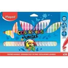  MAPED Filctoll készlet, 2,8 mm, kimosható, MAPED &quot;Color&#039;Peps Jungle&quot;, 24 különböző szín filctoll, marker