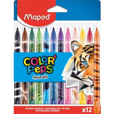 MAPED Filctoll készlet, 2,8 mm, kimosható, MAPED &quot;Color’Peps Animals&quot;, 12 különböző szín filctoll, marker