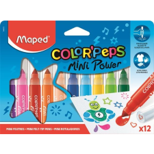 MAPED Filctoll készlet, 6,5 mm, kimosható,  "Color`Peps Mini Power", 12 különböző szín filctoll, marker