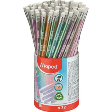 MAPED Grafitceruza radírral, ceruzatartó, HB, háromszögletű, MAPED "Black`Peps Glitter Deco", vegyes pasztell színek ceruza