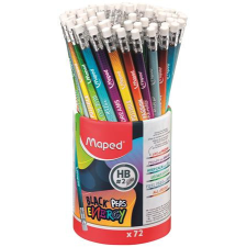  MAPED Grafitceruza radírral, ceruzatartó, HB, háromszögletű, MAPED &quot;Black&#039;Peps Energy&quot;, 6 különböző minta ceruza