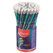 MAPED Grafitceruza radírral, ceruzatartó, HB, háromszögletű, MAPED &quot;Pixel Party&quot;, 72 darab ceruza