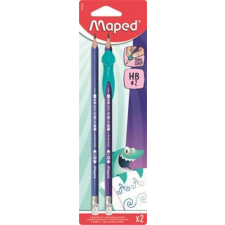 MAPED Grafitceruza radírral, HB, háromszögletű, ceruzafogóval, MAPED "Kidy Learn" ceruza