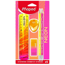 MAPED Írószer készlet, 5 darabos, MAPED &quot;Neon&quot; iskolai kiegészítő