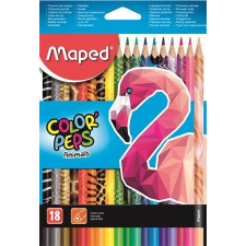 MAPED Színes ceruza készlet, háromszögletû, MAPED "Color`Peps Animal", 18 különbözõ szín színes ceruza