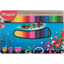 MAPED Színes ceruza készlet, háromszögletű, fém doboz, MAPED &quot;Color&#039;Peps&quot;, 48 különböző szín ceruza