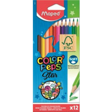 MAPED Színes ceruza készlet, háromszögletű, MAPED "Color`Peps Star", 12 különböző szín színes ceruza
