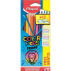 MAPED Színes ceruza készlet, háromszögletű, MAPED, "Color`Peps Strong" 12 különböző szín + 12 ajándék matrica