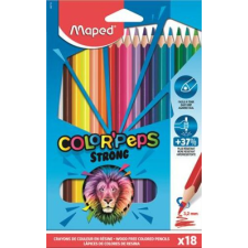 MAPED Színes ceruza készlet, háromszögletű, MAPED "Color`Peps Strong", 18 különböző szín színes ceruza