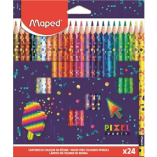 MAPED Színes ceruza készlet, háromszögletű, MAPED "Pixel Party", 24 különböző szín színes ceruza