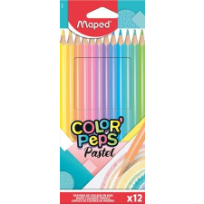 MAPED Színes ceruza készlet, háromszögletű, MAPED &quot;Color&#039;Peps Pastel&quot;, 12 különböző pasztell szín színes ceruza