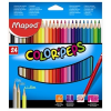 MAPED Színes ceruza készlet, háromszögletű, MAPED "Color'Peps", 24 különböző szín