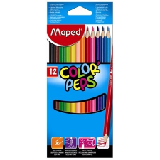 MAPED Színes ceruza készlet, háromszögletű, MAPED &quot;Color\&acute;Peps&quot;, 12 különböző szín színes ceruza