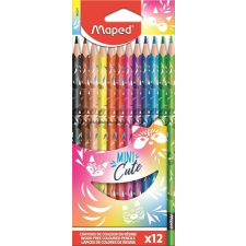 MAPED Színes ceruza készlet, háromszögletű, maped &quot;mini cute&quot;, 12 különböző szín színes ceruza