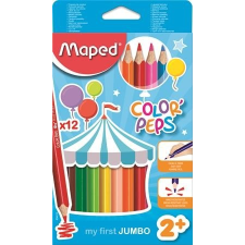 MAPED Színes ceruza készlet, háromszögletű, vastag, MAPED &quot;Jumbo&quot;, 12 különböző szín ceruza