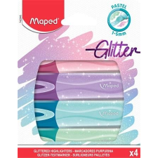 MAPED Szövegkiemelő készlet, 1-5 mm, MAPED "Glitter Fluo Peps", vegyes pasztell színek filctoll, marker
