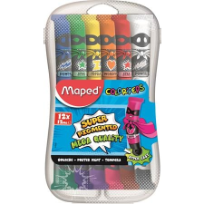 MAPED Tempera készlet, 12 darabos, műanyag dobozban, MAPED IMA810520 ecset, festék