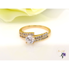  Margarett antiallergén eljegyzési gyűrű központi kővel és apró kövekkel 18K gyűrű