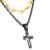 Maria King Dupla rozsdamentes acél nyaklánc arany-fekete színben, nemesacél kereszt/Jézus felirat medállal