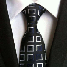 Maria King Fekete-kék kockás selyemhatású nyakkendő nyakkendő