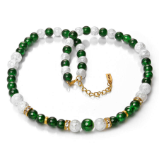 Maria King Green Sparkle – Zöld és fehér Hegyikristály exkluzív ásvány nyaklánc dobozban nyaklánc