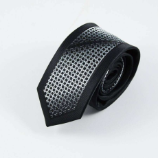 Maria King GUSLESON fekete-szürke dupla mintás színátmenetes vékony nyakkendő