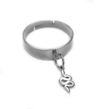 Maria King Kígyós charmos állítható méretű gyűrű, ezüst színű, választható szélességben gyűrű