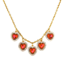 Maria King Látványos Piros kristály szív nyaklánc, arany színű nyaklánc