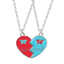 Maria King Legjobb barátok -  piros-kék pillangós páros nyaklánc nyaklánc