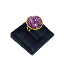Maria King Leopárd lila üveglencsés gyűrű, választható arany és ezüst színben gyűrű