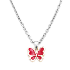 Maria King Piros pillangós medál ezüst színű lánccal nyaklánc