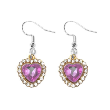 Maria King Rózsaszín kristály szív fülbevaló ezüst színű akasztóval fülbevaló