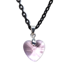 Maria King Rózsaszín kristály szív medál fekete lánccal nyaklánc