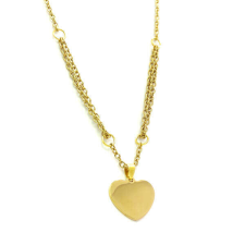 Maria King Tüköracél szív medál lánccal, arany színű (gravírozható) nyaklánc