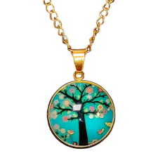 Maria King Vidám fa üveglencsés medál lánccal, választható arany és ezüst színben medál