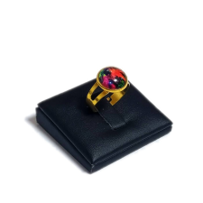 Maria King Világűr piros üveglencsés gyűrű, választható arany és ezüst színben gyűrű