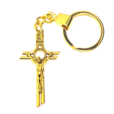 MariaKing Antik nagy kereszt Jézus kulcstartó, aranybronz színben kulcstartó