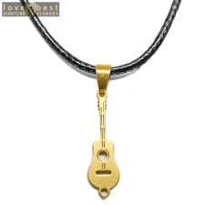 MariaKing Arany színű nemesacél Hegedű medál fekete műbőr lánccal nyaklánc