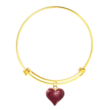 MariaKing Bordó csillogó szív medál arany színű karperecen nyaklánc