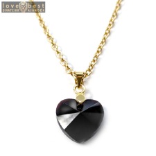 MariaKing Fekete kristály szív medál arany színű lánccal nyaklánc