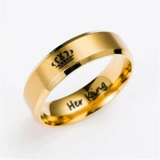 MariaKing HIS QUEEN nemesacél arany színű gyűrű, 10 gyűrű
