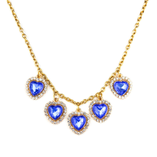 MariaKing Látványos Kék kristály szív nyaklánc, arany színű nyaklánc