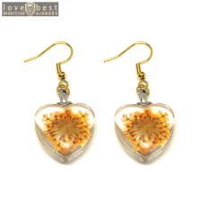 MariaKing Narancssárga virág szív fülbevaló, arany színű akasztóval fülbevaló