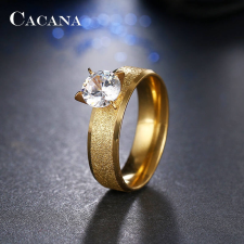 MariaKing Nemesacél gyűrű cirkónium kővel, arany színű,6 gyűrű