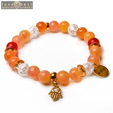 MariaKing Orange Delight – Hegyikristály és jade ásvány karkötő Fatima keze charmmal vagy anélkül, dobozban karkötő