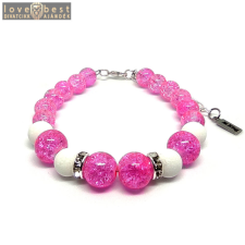 MariaKing Pink Sparkle – Hegyikristály és Jade ásvány karkötő több méretben, ajándékdobozban karkötő