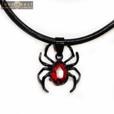 MariaKing Piros kristályos fekete pókos medál műbőr lánccal nyaklánc